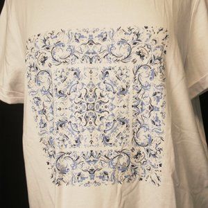Cotton T-shirt with Blue Pattern